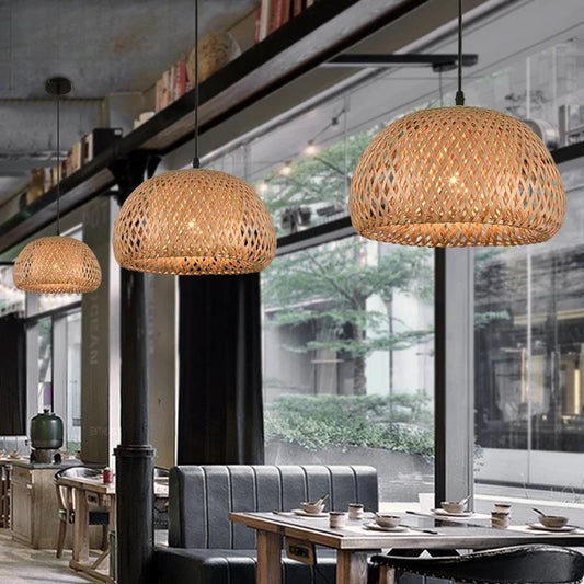 Bamboo LED Lantern Pendant Lamp