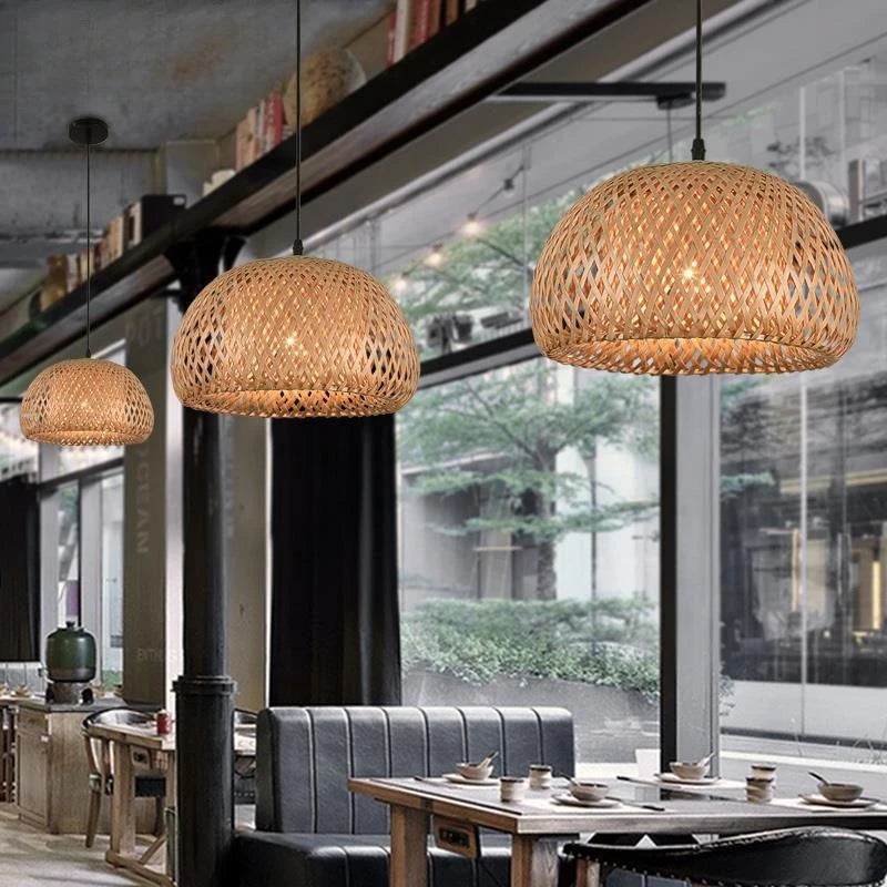 Bamboo LED Lantern Pendant Lamp